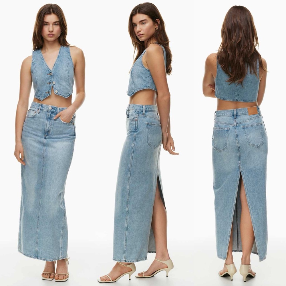 Aritzia Denim Forum The ’90s Pencil Maxi Denim Skirt 7 Yrs Bleu Taboo Size 25